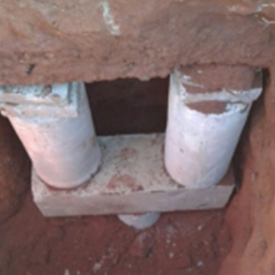 Estaca de reação tipo mega de concreto em execução - MAF Fundações